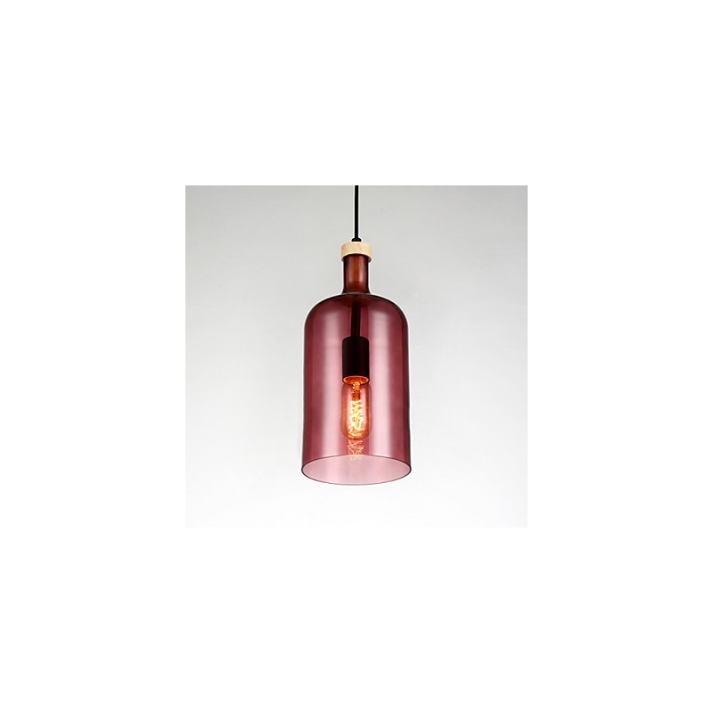 Lampadario moderno contemporaneo con paralume in vetro, decorazione in legno/bambù