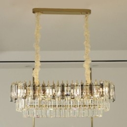 Lampada a sospensione rettangolare in cristallo, 12 luci, E12/E14, 80x30x26 cm