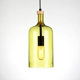 Lampadario moderno contemporaneo con paralume in vetro, decorazione in legno/bambù