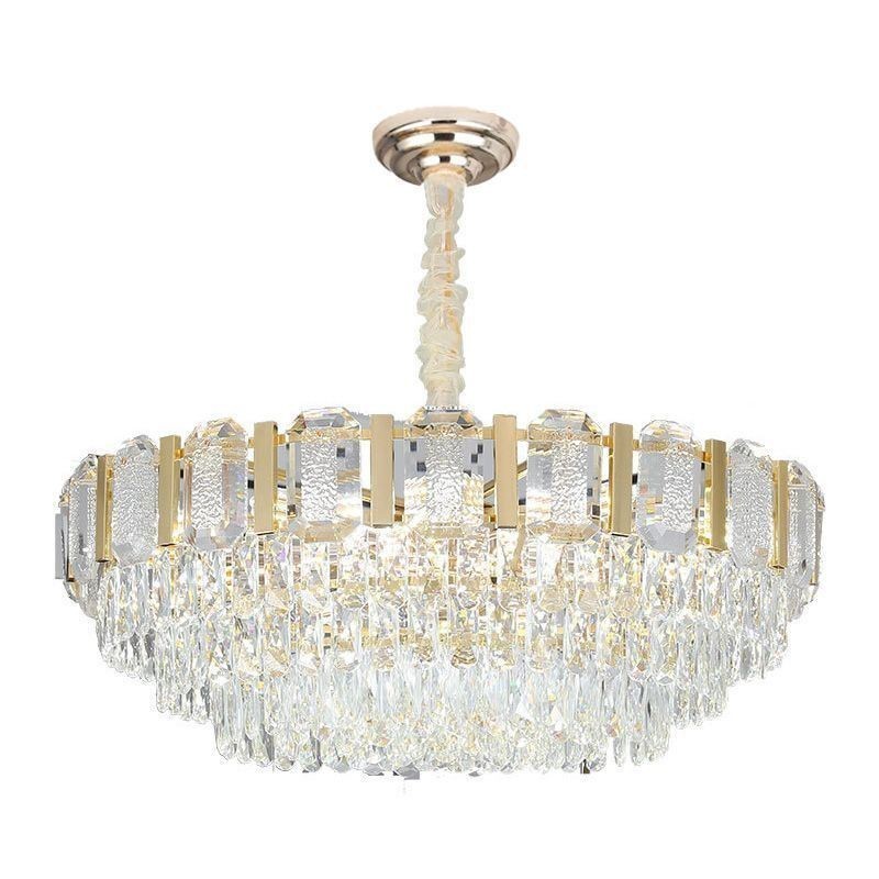 Lampadario a sospensione rotondo in cristallo stile europeo