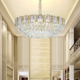 Lampadario a sospensione rotondo in cristallo stile europeo