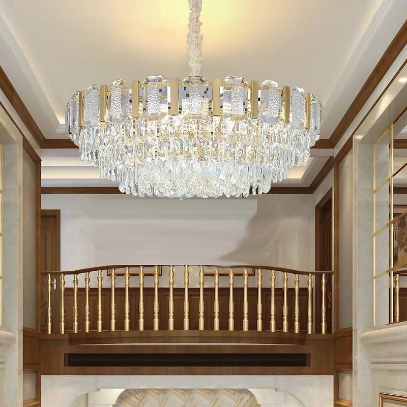 Lampadario a sospensione rotondo in cristallo stile europeo