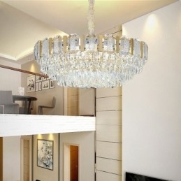 Lampadario a sospensione rotondo in cristallo stile europeo