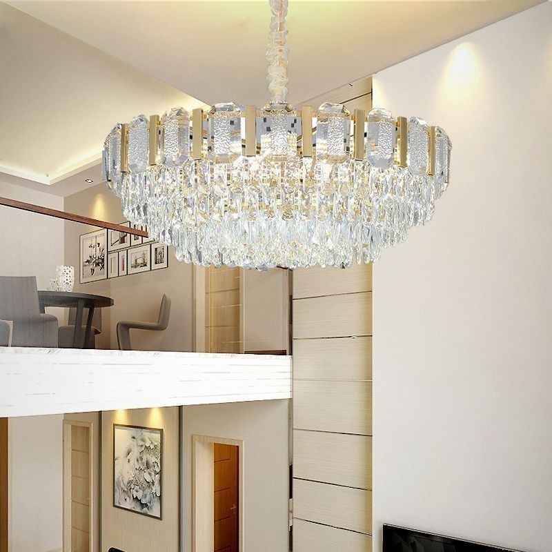 Lampadario a sospensione rotondo in cristallo stile europeo