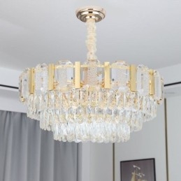 Lampadario a sospensione rotondo in cristallo stile europeo