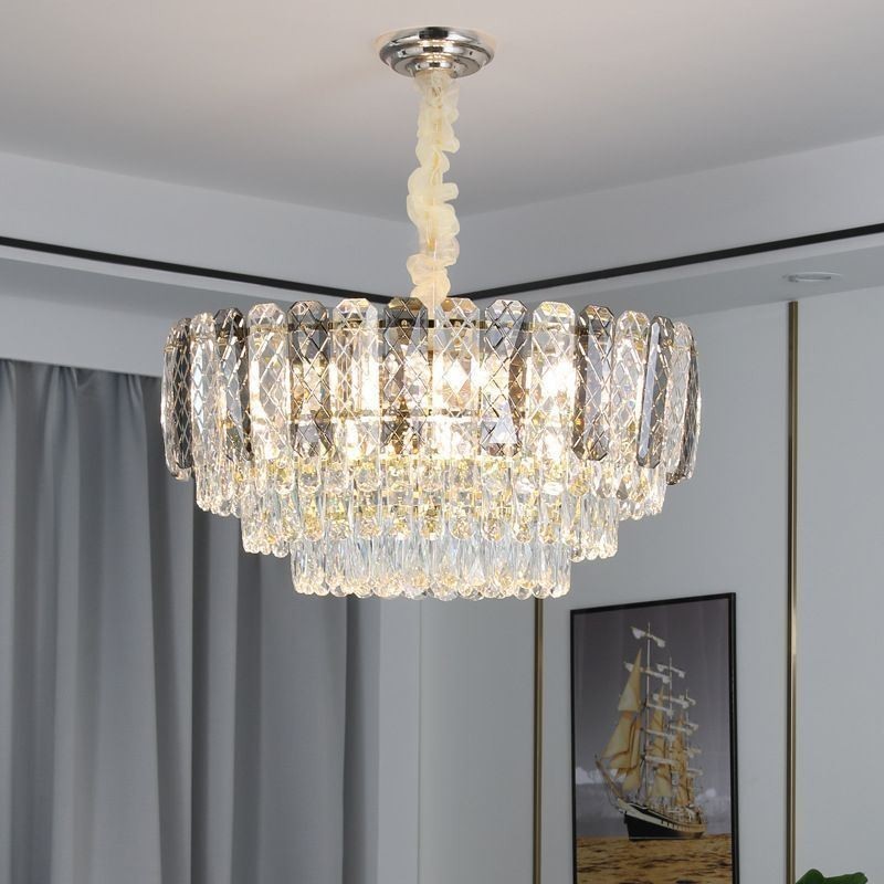 Lampadario a sospensione rotondo in cristallo stile europeo