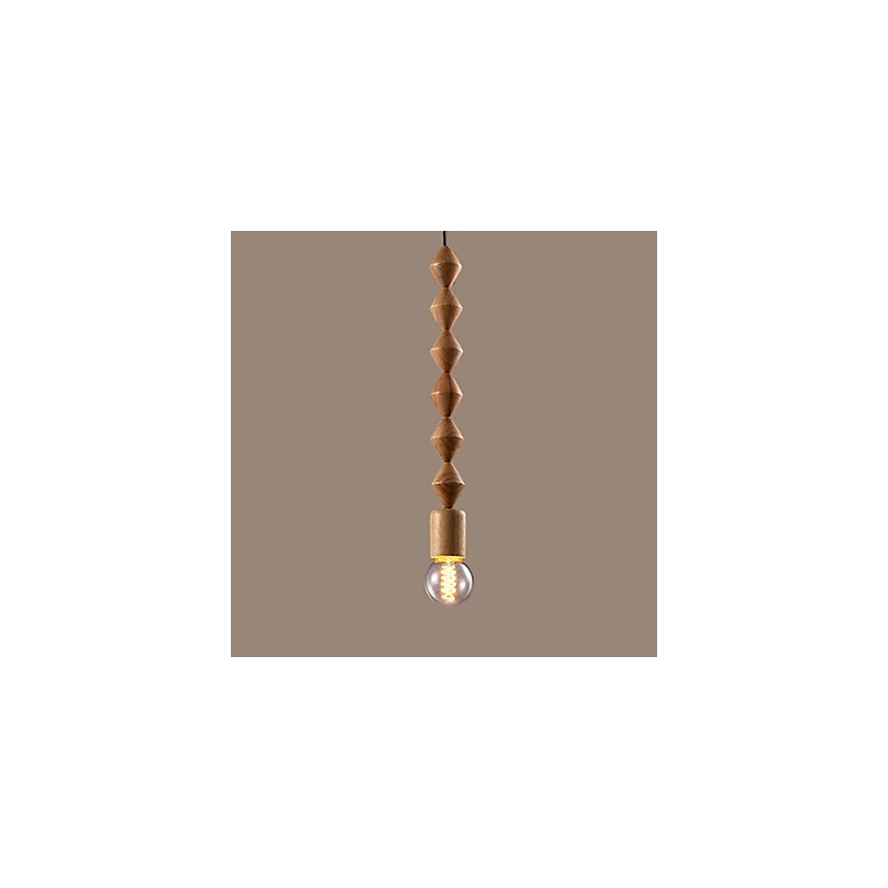 Lampadario mini classico tradizionale in legno e bambù, 63 cm