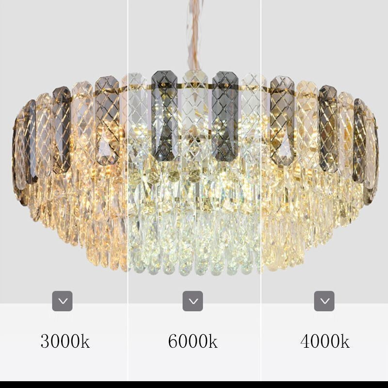Lampadario a sospensione rotondo in cristallo stile europeo