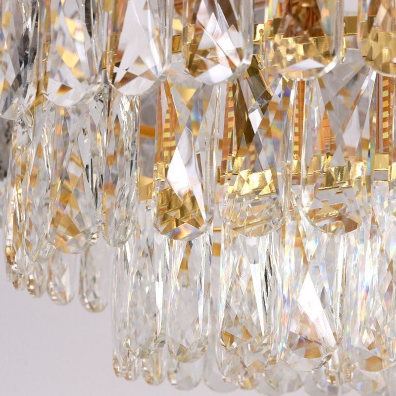 Lampadario a sospensione rotondo in cristallo stile europeo