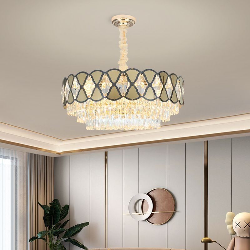 Lampadario a sospensione in cristallo stile europeo, 9/12 luci, E12/E14