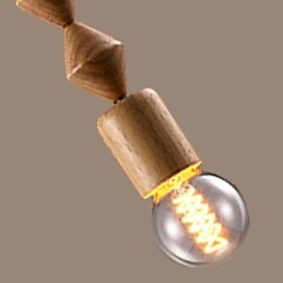 Lampadario mini classico tradizionale in legno e bambù, 63 cm
