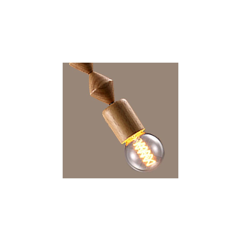 Lampadario mini classico tradizionale in legno e bambù, 63 cm