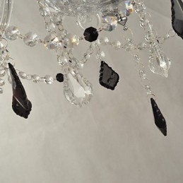 Lampadario in cristallo con 12 luci, finitura cromata