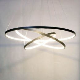 Lampada a sospensione LED moderna nera in alluminio a 3 anelli