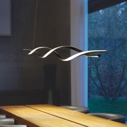 Lampada a sospensione LED nera a onda, 2 luci, 30W, regolabile, 97x12 cm