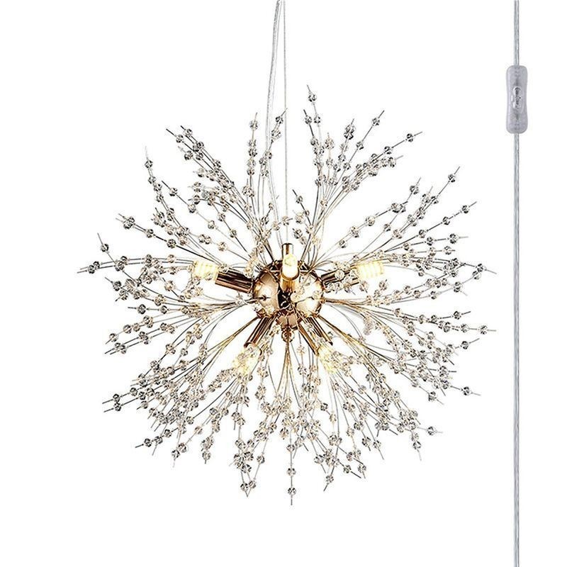 Lampadario a sospensione a forma di fuoco d'artificio e dente di leone, 8 luci, attacco 9, 40W