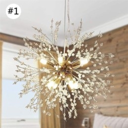 Lampadario a sospensione a forma di fuoco d'artificio e dente di leone, 8 luci, attacco 9, 40W