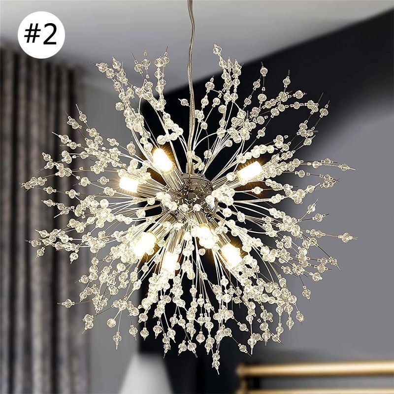 Lampadario a sospensione a forma di fuoco d'artificio e dente di leone, 8 luci, attacco 9, 40W
