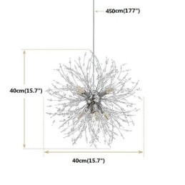 Lampadario a sospensione a forma di fuoco d'artificio e dente di leone, 8 luci, attacco 9, 40W