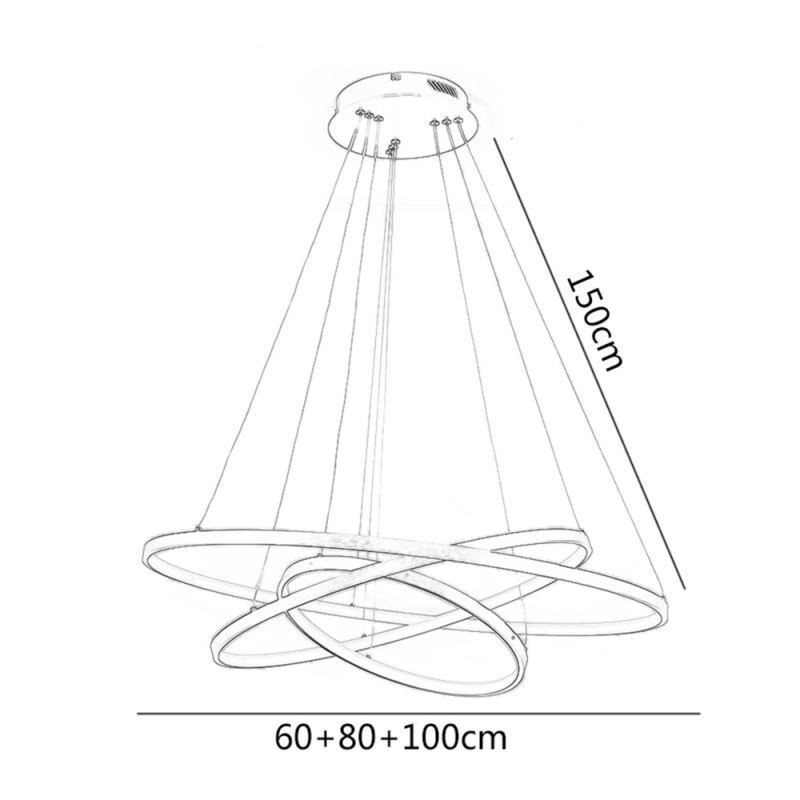 Lampada a sospensione LED moderna 3 anelli 120 W dimmerabile 3000-6000 K