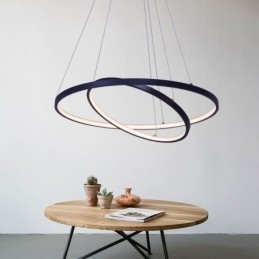 Lampada a sospensione LED moderna semplice in alluminio a doppio anello