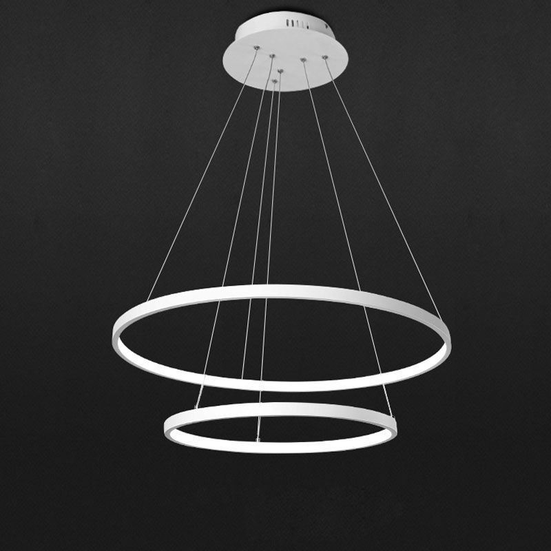 Lampada a sospensione LED moderna semplice in alluminio a doppio anello