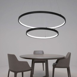 Lampada a sospensione LED moderna semplice in alluminio a doppio anello