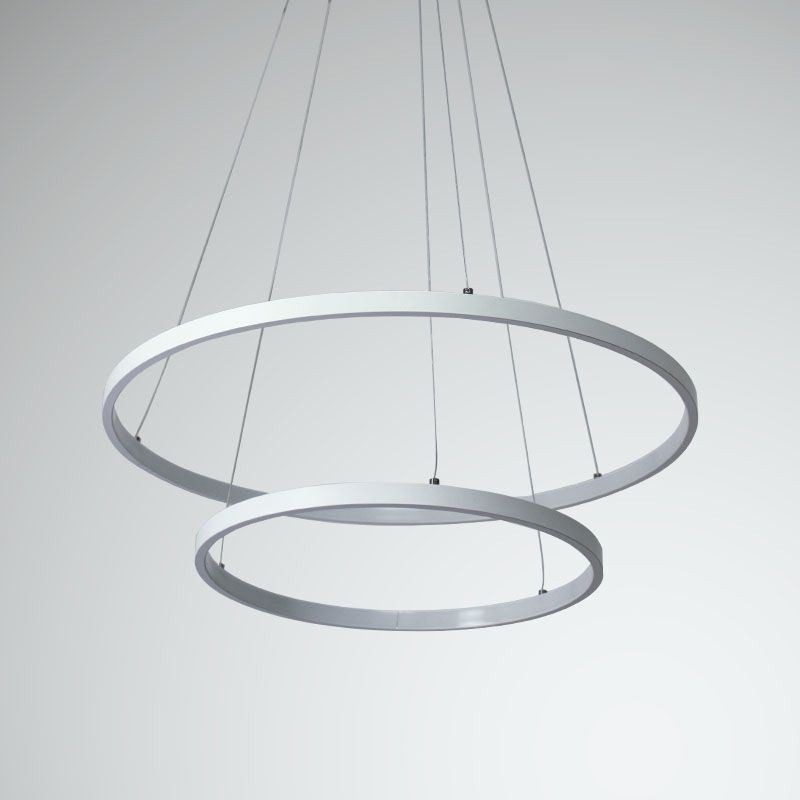 Lampada a sospensione LED moderna semplice in alluminio a doppio anello
