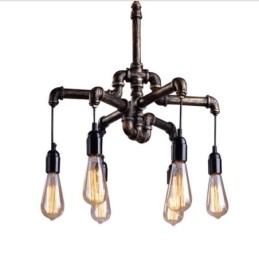 Lampadario a sospensione industriale retrò a 6 luci stile country