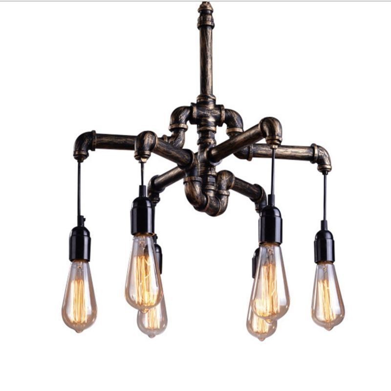 Lampadario a sospensione industriale retrò a 6 luci stile country