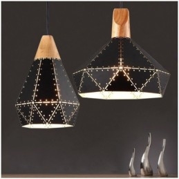 Lampada a sospensione industriale retrò in ferro con paralume cavo