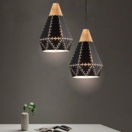 Lampada a sospensione industriale retrò in ferro con paralume cavo