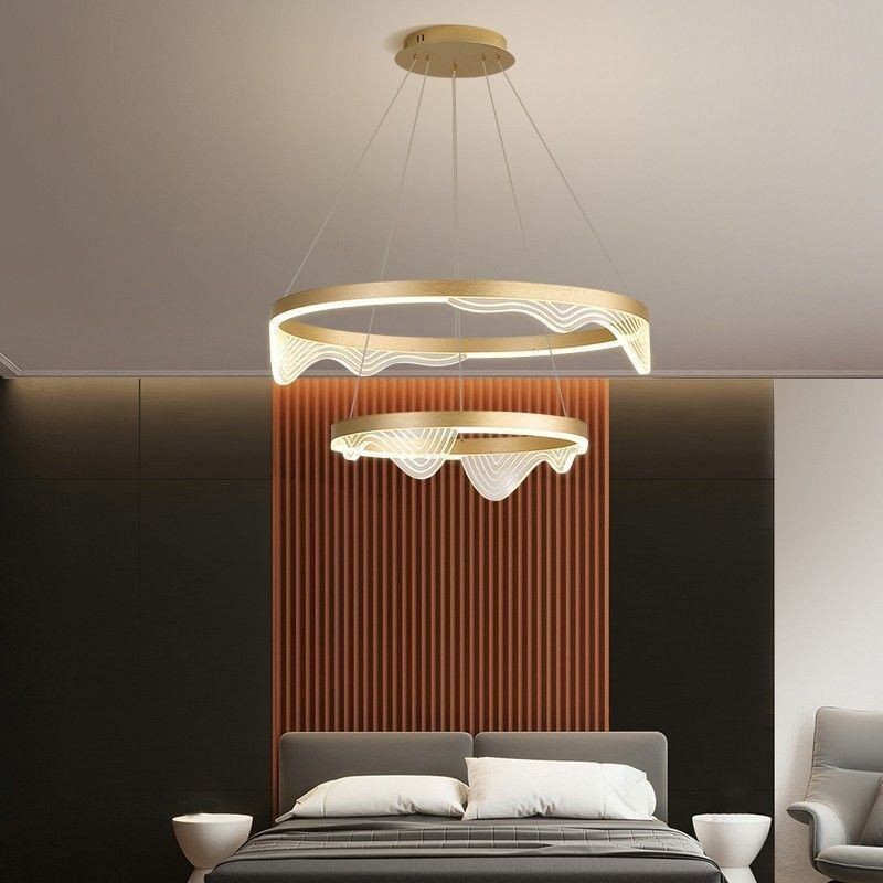 Lampada a sospensione LED Golden Wave Ripple a 2 luci