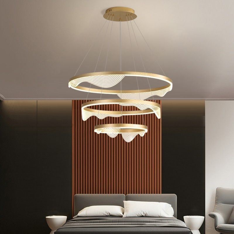 Lampada a sospensione LED Golden Wave Ripple a 3 luci