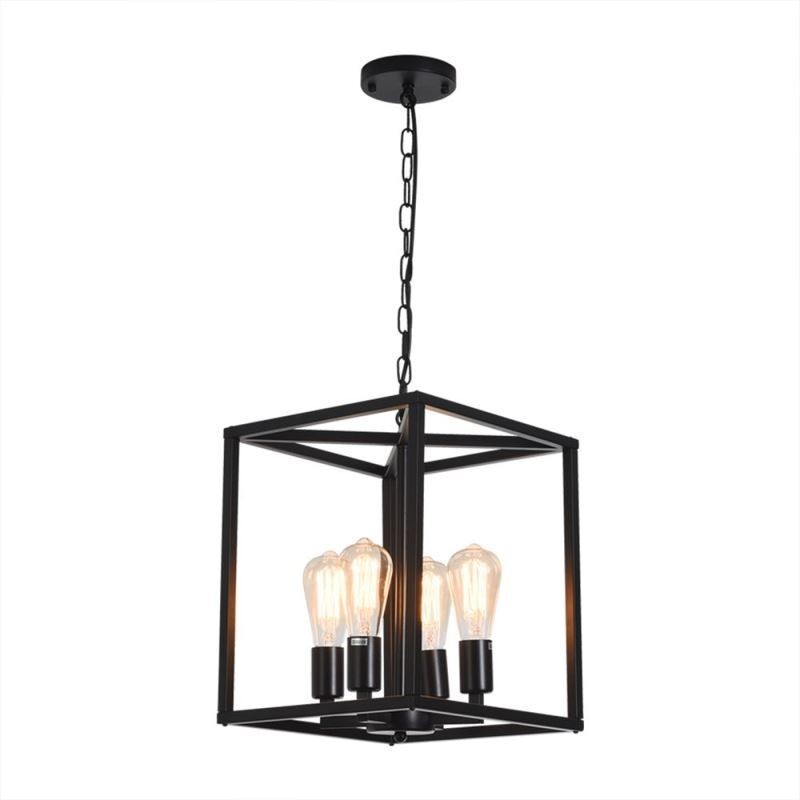 Lampada a sospensione in ferro a gabbia, moderna e semplice, 4 luci E26/E27, 30x35 cm