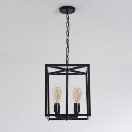 Lampada a sospensione in ferro a gabbia, moderna e semplice, 4 luci E26/E27, 30x35 cm