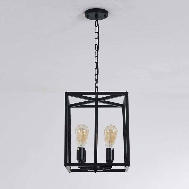 Lampada a sospensione in ferro a gabbia, moderna e semplice, 4 luci E26/E27, 30x35 cm