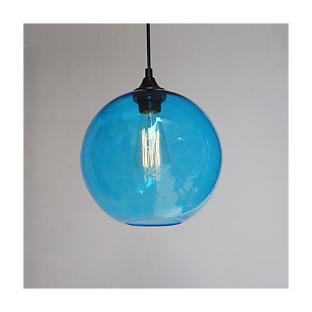 Lampada a sospensione moderna in vetro con bolle blu rotonde