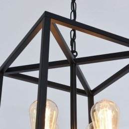 Lampada a sospensione in ferro a gabbia, moderna e semplice, 4 luci E26/E27, 30x35 cm