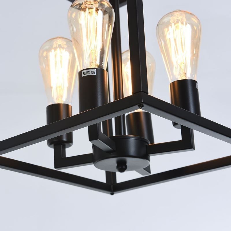 Lampada a sospensione in ferro a gabbia, moderna e semplice, 4 luci E26/E27, 30x35 cm