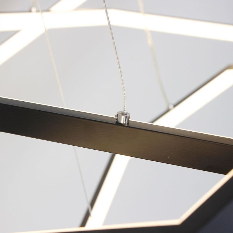 Lampada a sospensione LED esagonale moderna 3 luci, alluminio, 90W, 3000-6000K