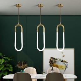 Lampada a sospensione LED moderna in ottone e acrilico 8 W