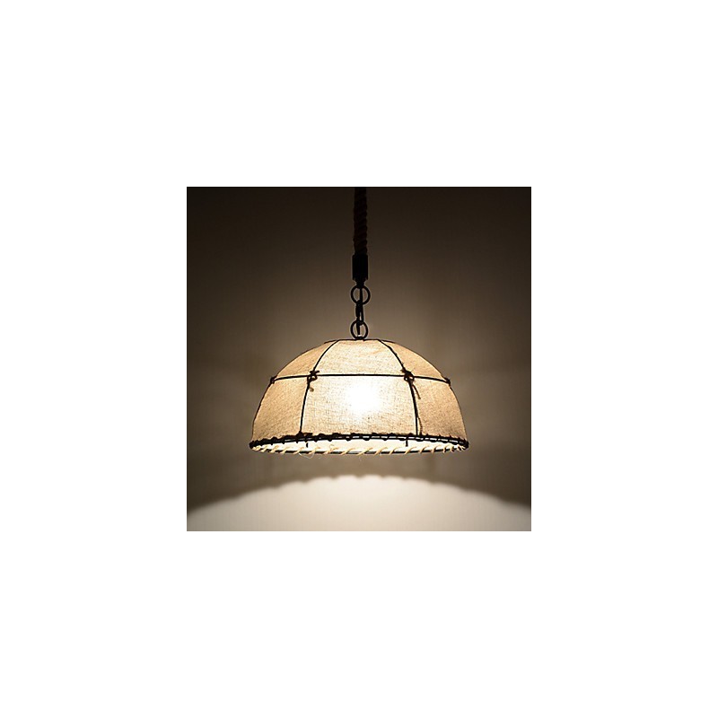 Lampada a sospensione a mezzaluna 1 luce vintage industriale gialla in tessuto e metallo