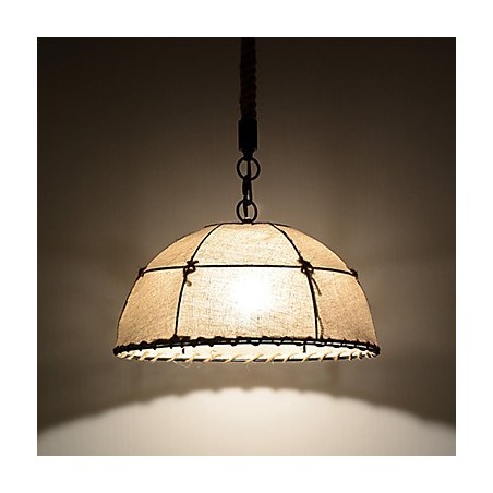 Lampada a sospensione a mezzaluna 1 luce vintage industriale gialla in tessuto e metallo