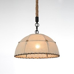 Lampada a sospensione a mezzaluna 1 luce vintage industriale gialla in tessuto e metallo
