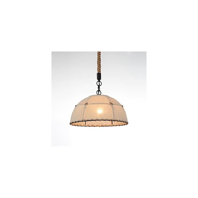 Lampada a sospensione a mezzaluna 1 luce vintage industriale gialla in tessuto e metallo