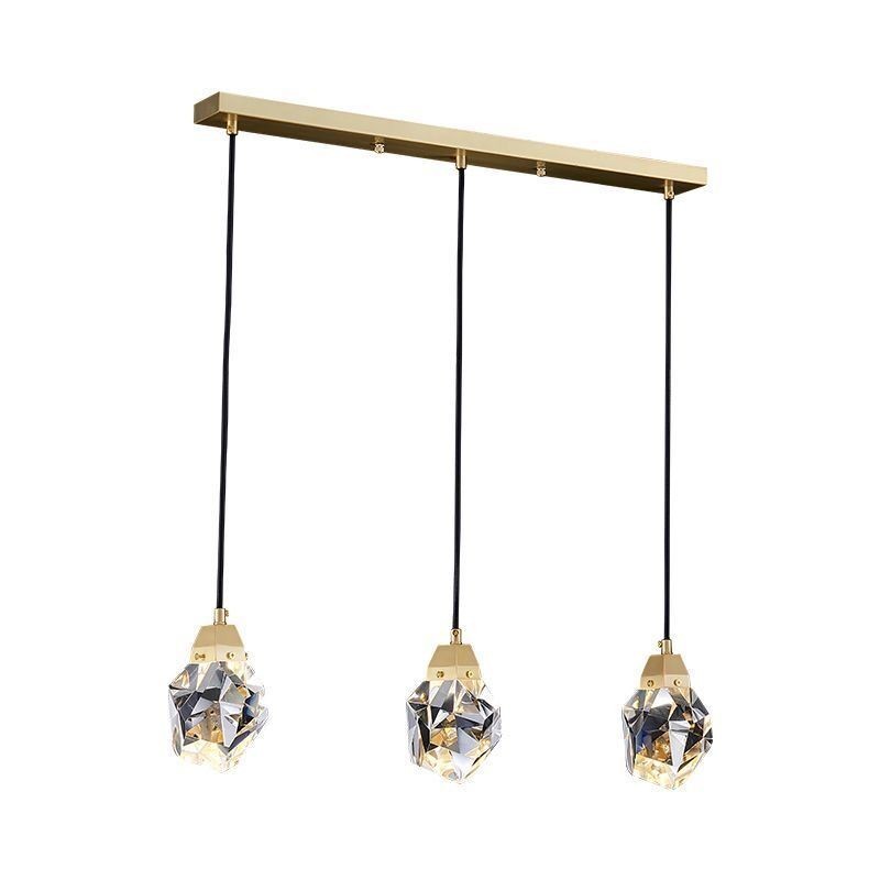 Lampada a sospensione LED sfera di cristallo semplice, ottone, luce bianco caldo