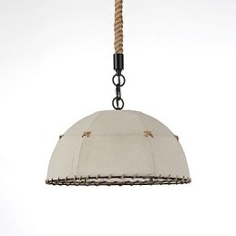 Lampada a sospensione a mezzaluna 1 luce vintage industriale gialla in tessuto e metallo