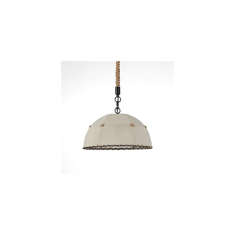 Lampada a sospensione a mezzaluna 1 luce vintage industriale gialla in tessuto e metallo