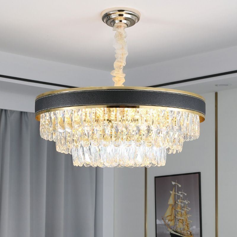 Lampada a sospensione moderna in cristallo da soffitto 9/12/16 luci E12/E14